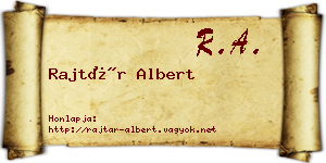 Rajtár Albert névjegykártya